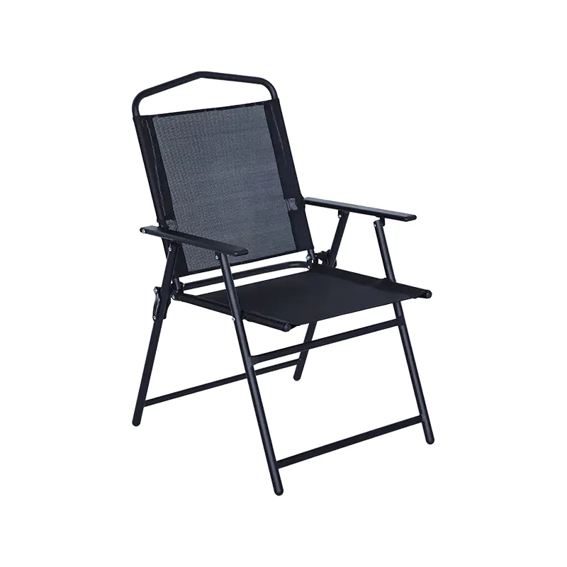 Black Outdoor Folding Patio Chair with Armrest